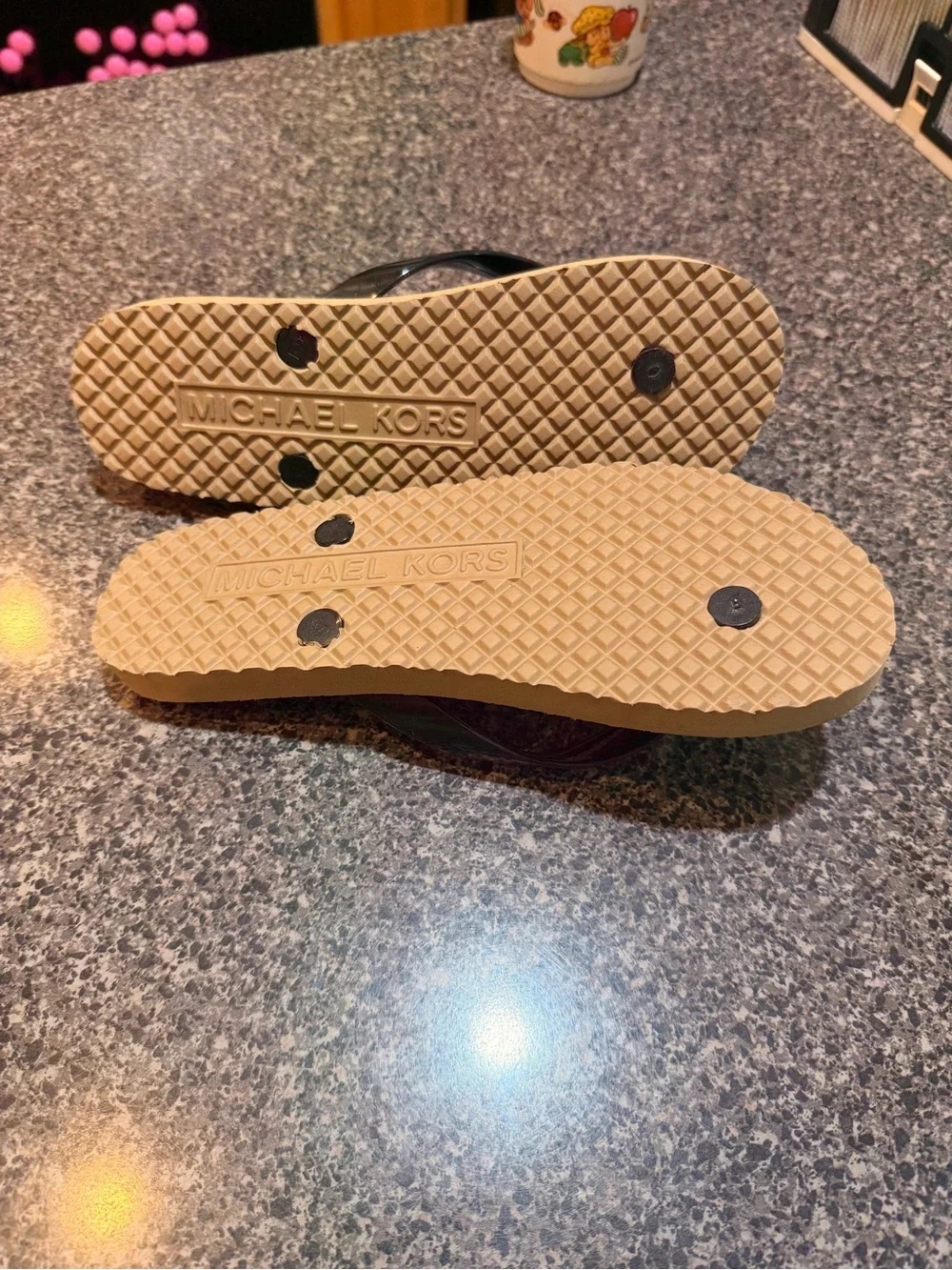 Michael Kors leopard print flip flops